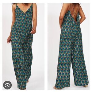 Silk & Salt Dangerously in Love Peacock wide leg zipper women’s jumpsuit